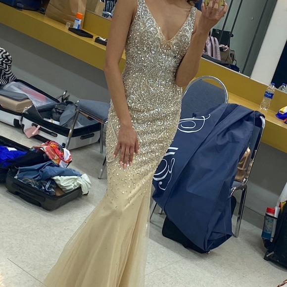 New Tan Evening Gown size Two - Picture 3 of 3